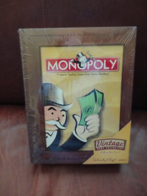 NEW Vintage MONOPOLY Game Collection Wooden Book Shelf Edition SEALED 2005
