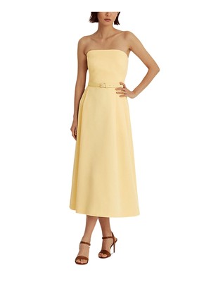 

LAUREN RALPH LAUREN Женское желтое платье-бюстье с поясом и без рукавов, Желтый