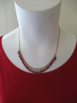 NWOT Carolee Pretty & Feminine Gold Tone and Red Crystal Necklace