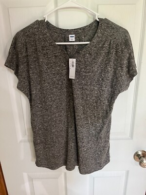 Old Navy, gray shirt, short sleeves, tea, 3 button, small