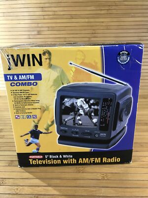 jWIN JV-TV1010 5  Analog Black/White TV AM/FM Radio Combo Portable Convenient