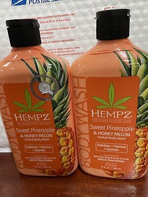 2- Hempz Sweet Pineapple & Honey Melon Herbal Body Wash 17 oz Each