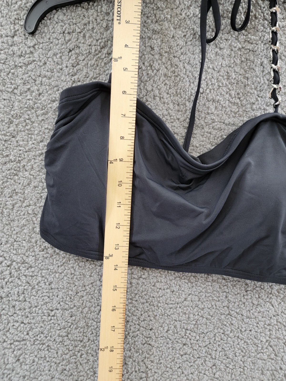 MICHAEL Michael Kors Chain-Trim Halter Longline Bikini Top Women's L Black - Picture 6 of 12