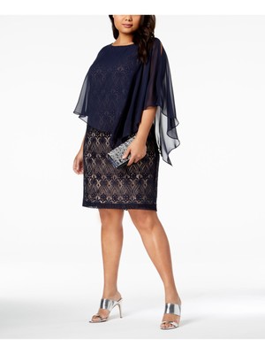 Женское платье-футляр CONNECTED APPAREL темно-синего цвета без рукавов выше колена Plus 16W