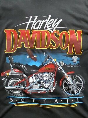 vintage 1987 Harley Davison motorcycle softail Spell out Black Shirt Fits L NWOT