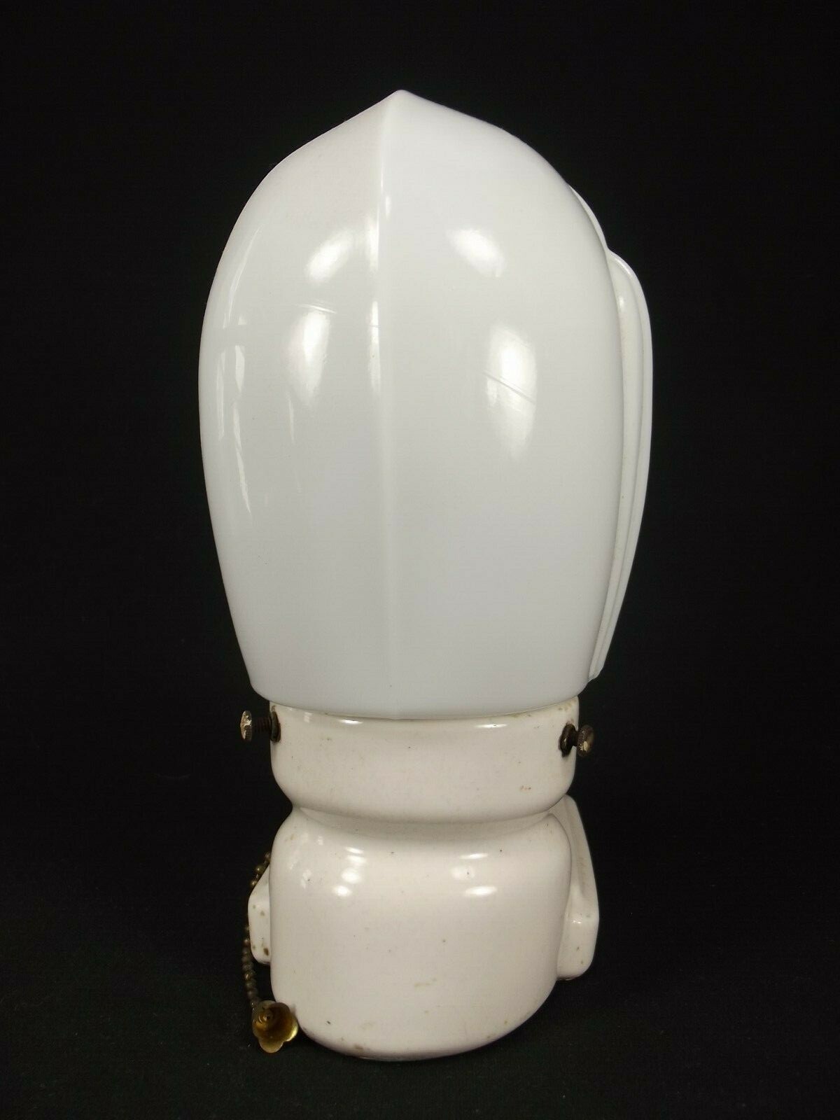 antique BATHROOM FIXTURE porcelain vintage MILK GLASS SHADE Original Wall 1930's