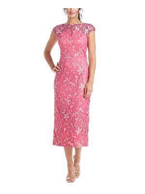 JS COLLECTION Женское розовое вечернее платье-футляр миди с разрезом сзади на подкладке и рукавами-крылышками 8