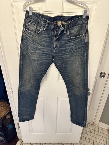 035030 RRL DOUBLE RL ストライプ パンツ デニム 30 Straight Leg-L30(31 Blue/ブルー): RRL