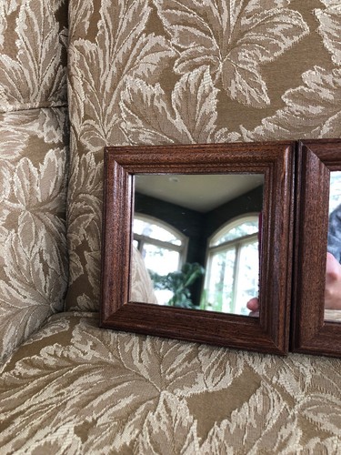 Homco Home Interiors 2 Wooden Accent Mirrors Pretty NIB 5 1/4 x 5 1/4