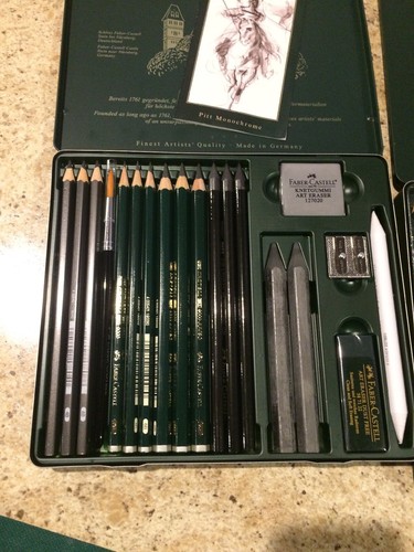 Lot Of 2 FABER-CASTELL USA 112973 PITT GRAPHITE TIN 19PC SET