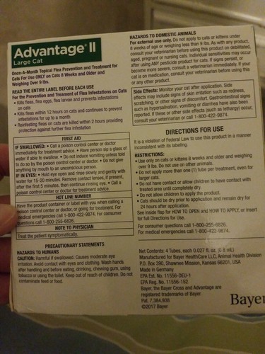 Bayer Advantage II Flea Treatment for Large Cats Over 9 lbs, 4 Monthly Doses !!!