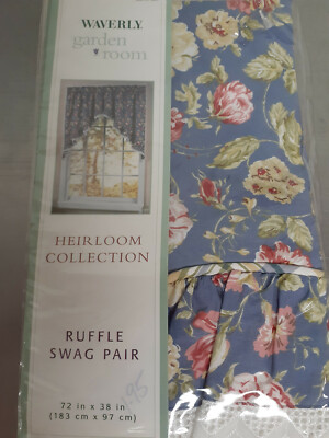 WAVERLY GARDEN ROOM Masterpiece Pair of Swags 78 wide x 38 long Cotton