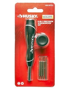 Husky 8-In-1 Precision Screwdriver Set Kit Phillips Slotted Bits With LED Light