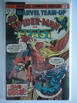 1975 MARVEL TEAM-UP # 38 COVER RON WILSON SPIDER-MAN & THE  BEAST PRODUCTION ART