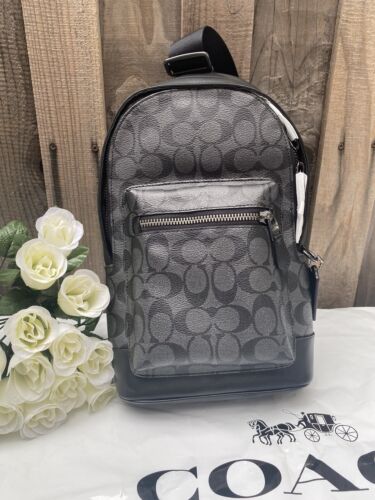 NWT Coach 2853 Men's West Pack In Signature Canvas & Leather NWT Coach 2853 Men's West Pack In Signature Canvas & Leather
