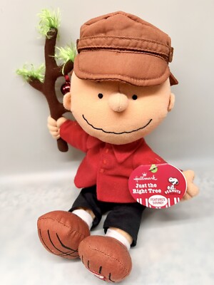 HALLMARK Talking Charlie Brown Stuffed Plush Just The Right Christmas Tree NEW