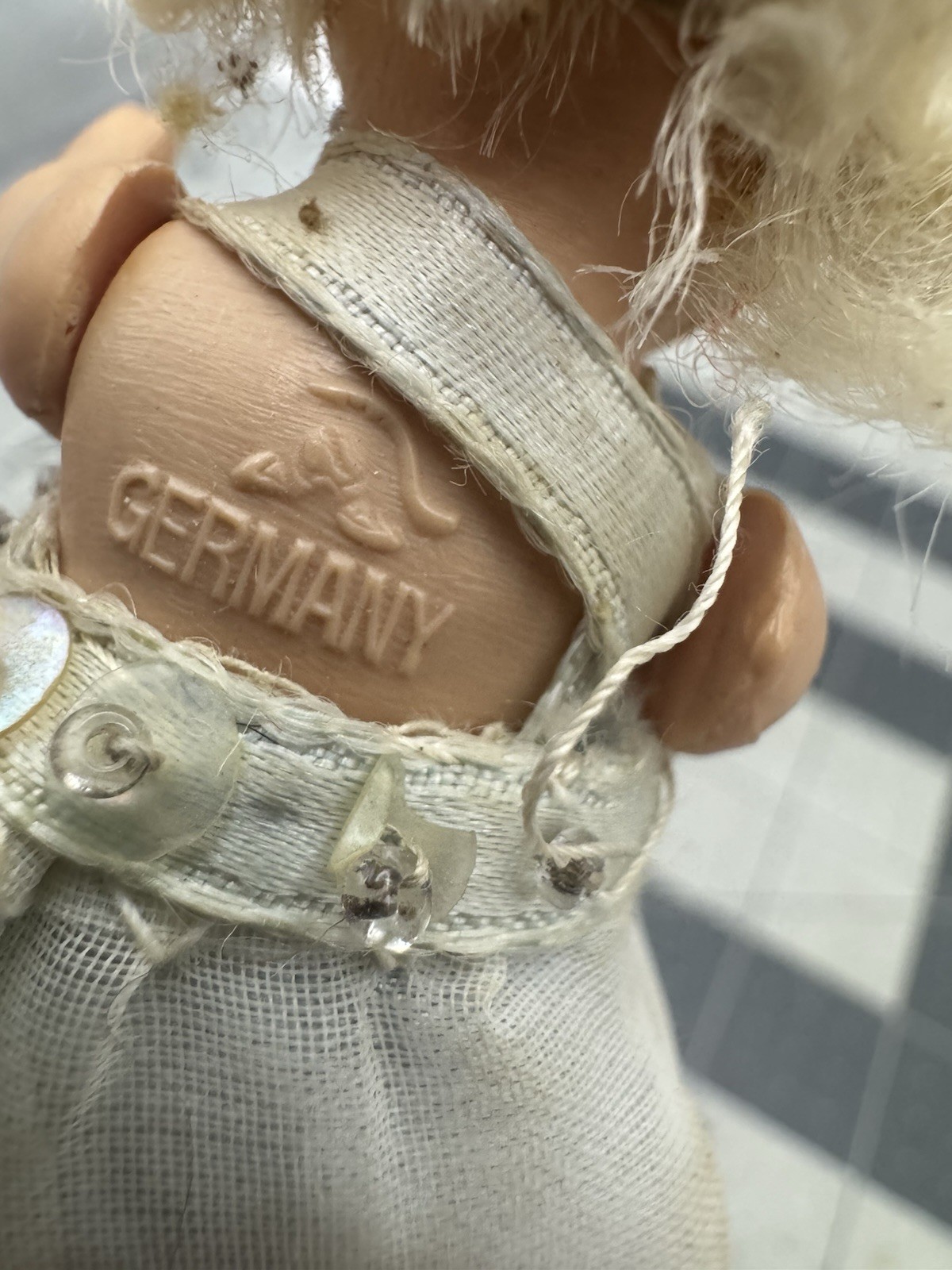 Vintage German Jointed Plastic Miniature Girl Doll 4 Inch