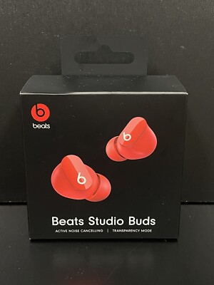 New Beats Studio Buds Noise-Cancelling Transparency Bluetooth Earbuds - Red