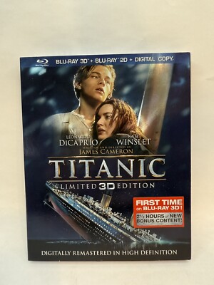 Titanic 3D Limited Edition (Blu-ray 3D + 2D, 1997, 4-Disc Set) w/ Slipcover *NEW