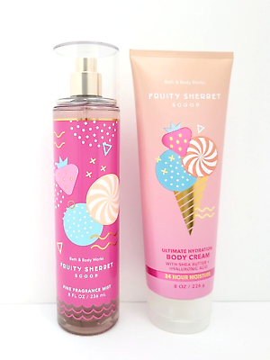 Bath & Body Works Fruity Sherbet Scoop Fragrance Body Mist & Body Cream Set  of 2