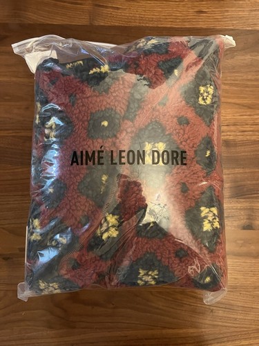 Aime Leon Dore ALD Foulard Full-Zip Fleece Jacket in Merlot (Red