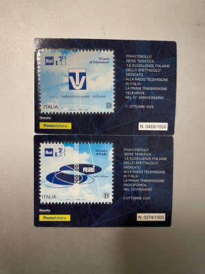2024 Tessera Tessere Filateliche 100° Radio e 70° Trasmissioni Televisive RAI