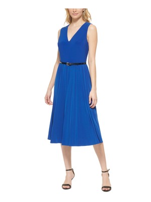 

TOMMY HILFIGER Женское синее платье трапециевидной формы без рукавов с поясом и подкладкой, Синий