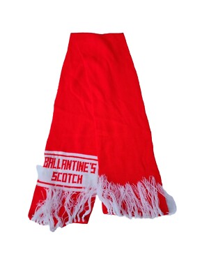 Ballantines Scotch Whisky Promo Vintage Neon Orange White Fringed Scarf