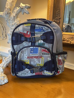 Pottery Barn Kids Jax Construction Glow In Dark Mini Backpack Mono  Andrew  NWOT