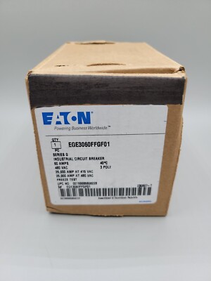 New Eaton EGE3060FFGF01 Industrial Circuit Breaker EG Frame 60A 3P 480VAC