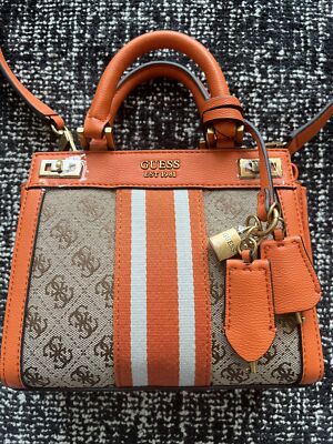NWT GUESS Women's Handbag Orange Katey Mini Satchel Style JB787073