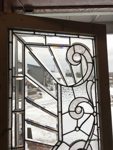 SG 2655 antique textured beveled Jeweled transom window 22.25 x 81