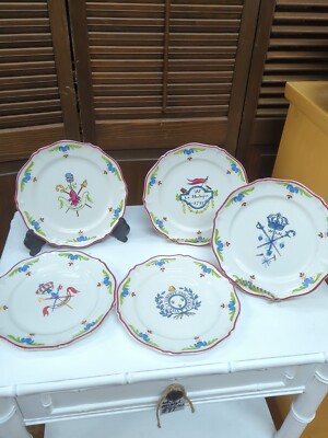 Antique Saint Armand Faience Plate Bastille Day Hand painted 1930s plates French
