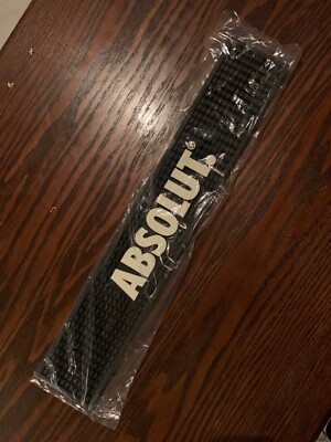 ABSOLUT VODKA Black & White Rubber Spill Bar Rail Mat BRAND NEW 21'' x 3.5''