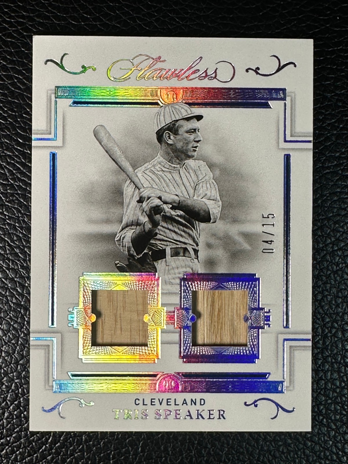 2021 Panini Flawless Tris Speaker 4/15 Game Used Bat