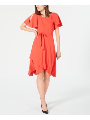 

ANNE KLEIN Женское красное платье-футляр ниже колена с коротким рукавом для работы, Красный