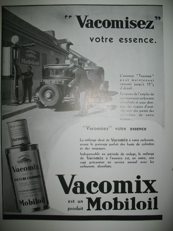 Publicite De Presse Mobiloil Vacomix Melange Pompe Essence French Ad 1935