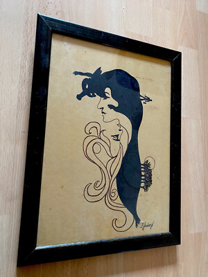 1985 Fred Houarth Framed Ink Drawing Picture Depicting The Fox DH Lawrence Book