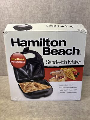 NIB From 2017! Hamilton Beach Electric Sealed Sandwich Maker Grill Black 25430