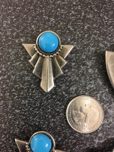 4 Faux Silver And Turquoise Western  Button Covers