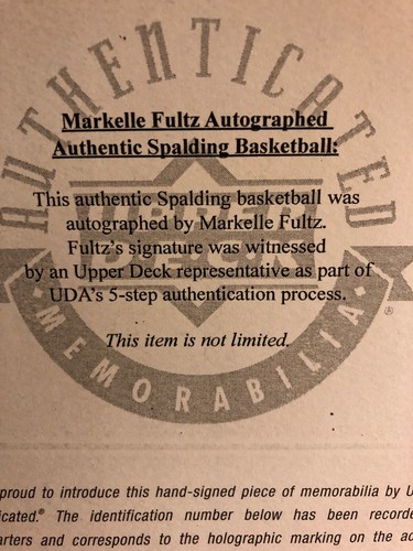Auto 2019 UDA Buckets Markelle Fultz Signed Spalding Basketball Upper Deck COA