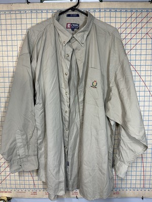 Chaps Ralph Lauren Khaki Long Sleeve Oxford Dress Shirt 2XB Big&Tall New