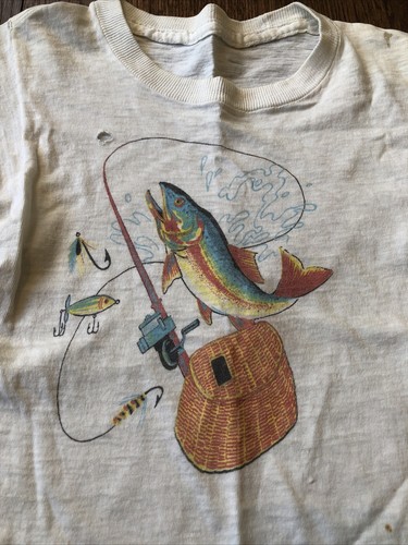 50〜60s animal shirts Vintage 1950's Fly Fishing Kids Shirt Cotton 50's Print | eBay