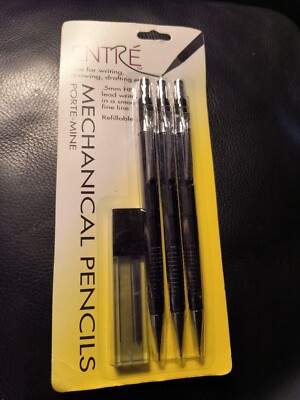 Vintage 90s Lot of 3 ENTRE Mechanical Pencil Port-Mines Black Barrel 0.5 mm, NEW