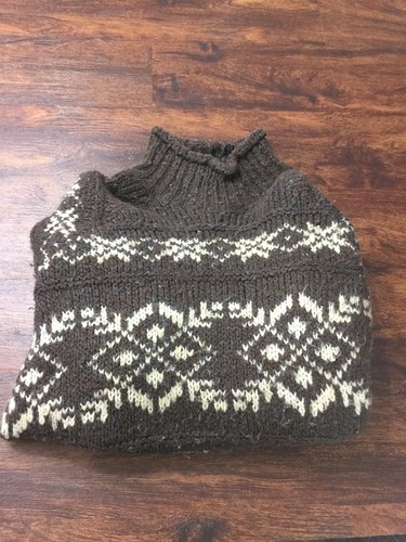 MIMI MATERNITY Pullover Mockneck Brown Print Cotton Knit Sweater Women's Size OS