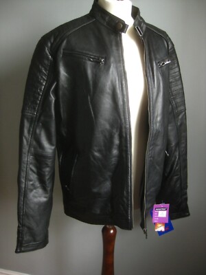 AVIATRIX REAL LEATHER JACKET 46 44 BIKER RACER mens soft sheep nappa BLACK ROYAL