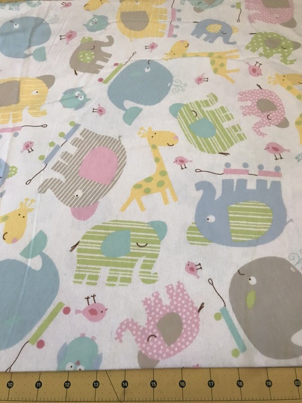 Whales Elephants & Giraffes Flannel fabric sold by the yard