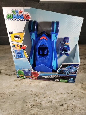 PJ Masks Glow & Go Cat-Car Preschool Toy Vehicle, Light Up Catboy Car with