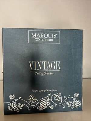 New WATERFORD Marquis VINTAGE Light Red Wine Glasses / Signed c. 2001 - Set of 4
