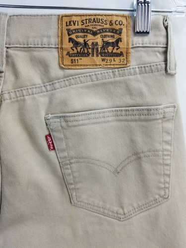 511 LEVI'S MENS JEANS SIZE 30X31 BEIGE COLOR STRAIGHT SLIM LEG.